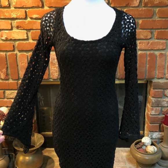 Vintage Black Coachella Chic Eyelet Mini Dress - Picture 7 of 10